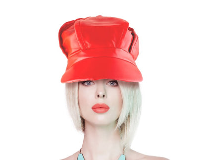 casquette géante simili cuir rouge vintage adulte