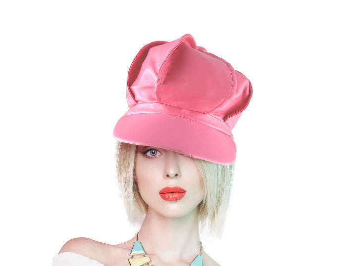 casquette géante simili cuir rose vintage adulte