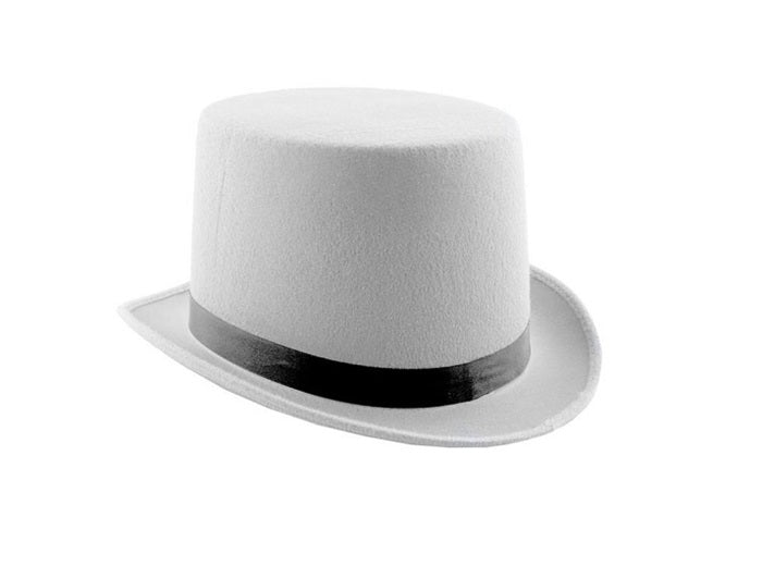 chapeau haut de forme feutrine blanc 12cm