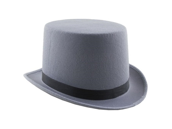 chapeau haut de forme feutrine gris 12cm