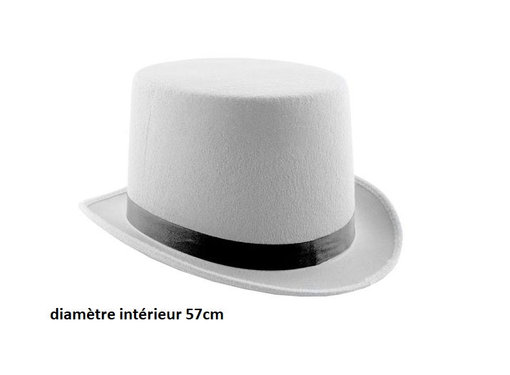 chapeau haut de forme feutrine blanc 57cm