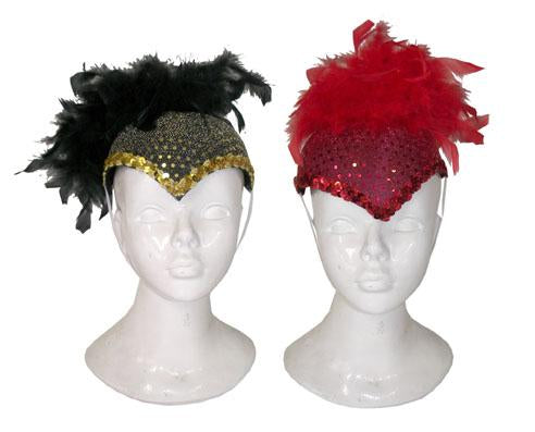 coiffe dame charleston à plumes rouge