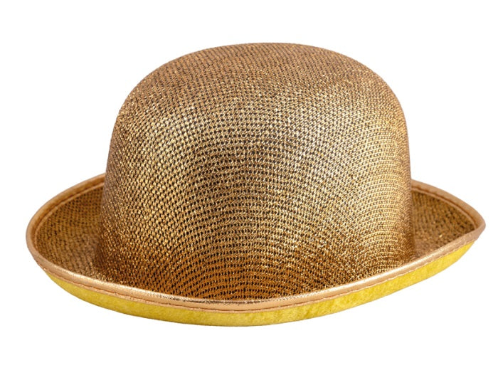 chapeau melon à paillettes or luxe 12cm