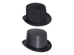 chapeau haut de forme en feutrine à paillettes noir