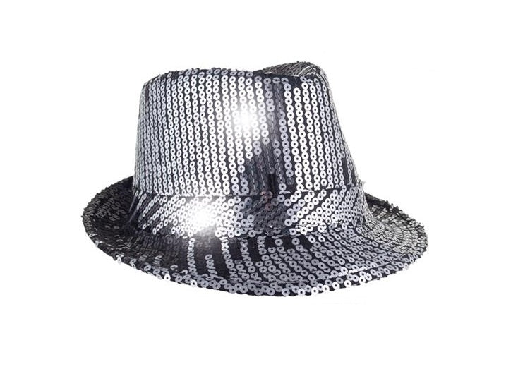 chapeau tribly à sequins argent noir