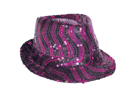 chapeau tribly à sequins ondulés rose fuchsia 12cm