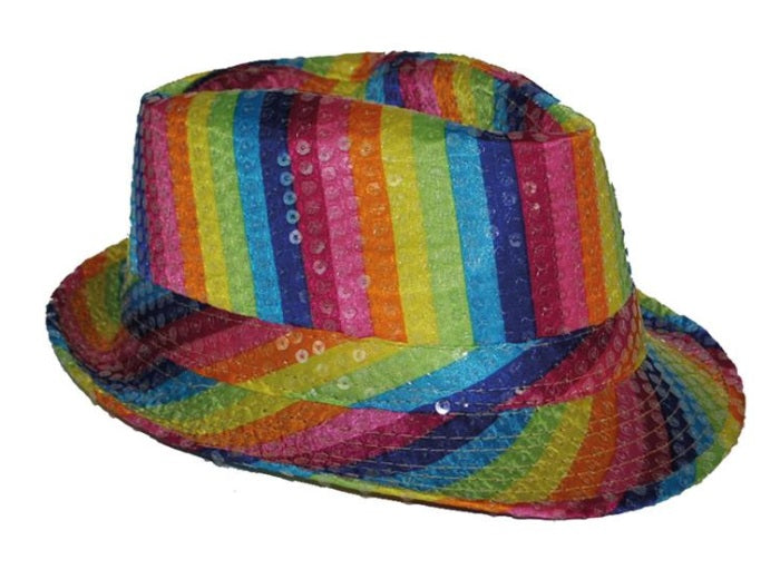 chapeau tribly à sequins multicolore rainbow 12cm