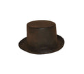chapeau haut de forme style cuir brun