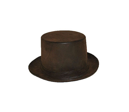 chapeau haut de forme style cuir brun