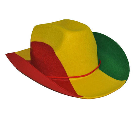 chapeau cowboy feutrine clown rouge jaune vert