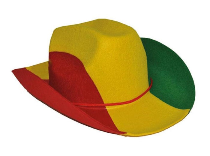 chapeau cowboy feutrine clown vert jaune rouge adulte
