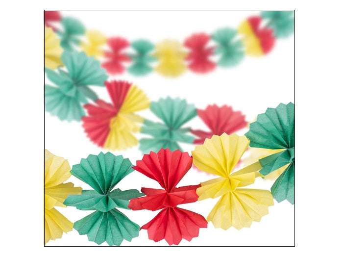 guirlande papier rouge jaune vert 3d 4m