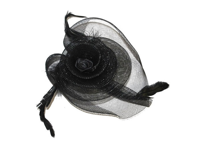 clip mini chapeau avec plumes 17cm