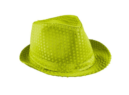 chapeau tribly à sequins néon fluo jaune 12cm