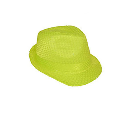 chapeau tribly à sequins néon fluo jaune