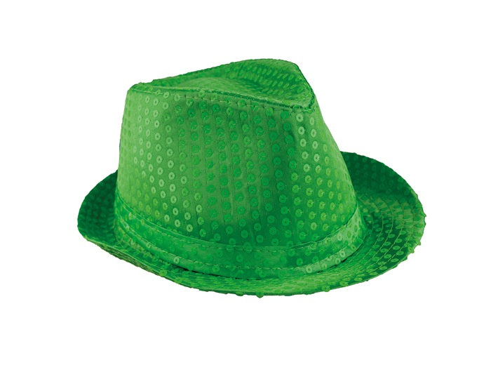 chapeau tribly à sequins néon fluo vert adulte
