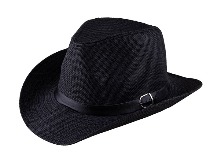 chapeau cowboy avec bandeau et boucle noir adulte