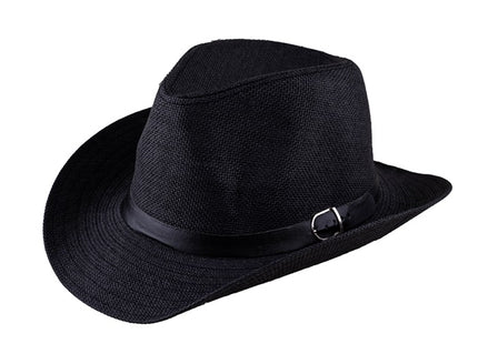 chapeau panama avec bandeau et boucle noir adulte