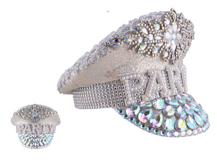 casquette gante avec strass argent adulte
