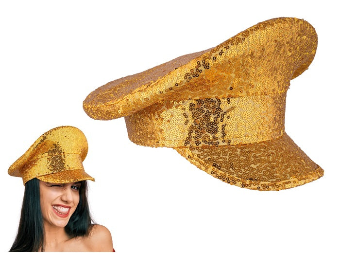 casquette géante avec sequins or adulte