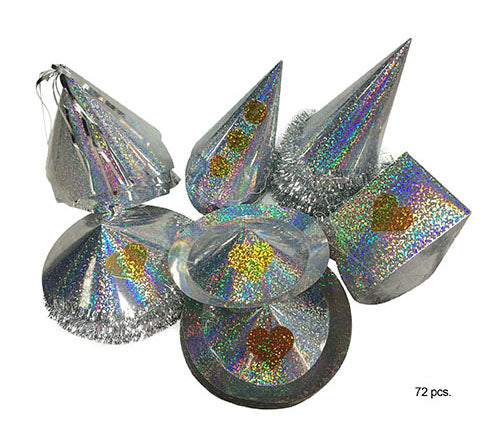 lot de 72 chapeaux cartons argent mix