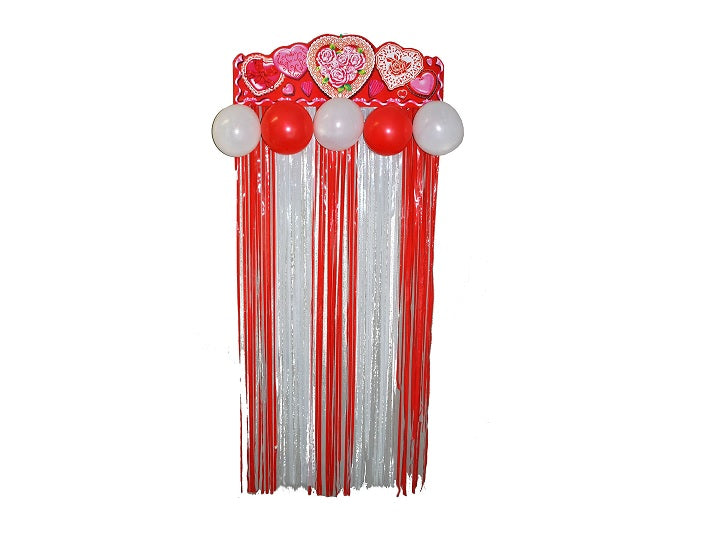décoration de porte motif coeurs rouge & blanc 1.55m