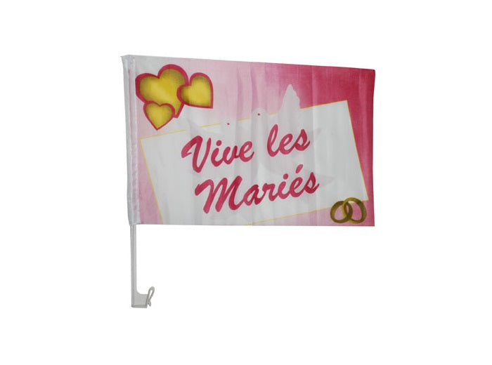 drapeau vive les mariés pour voiture 30x45cm