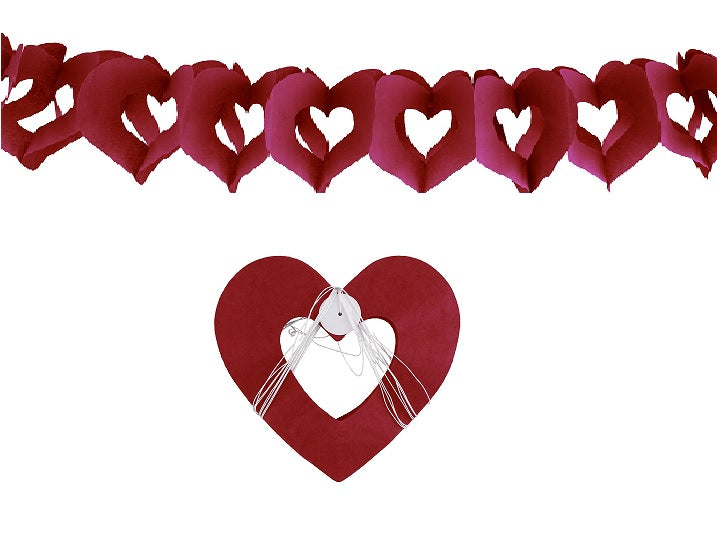 guirlande coeurs rouge 3.6m