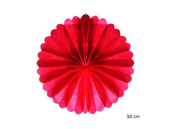 décoration ronde festonnée rouge 50cm