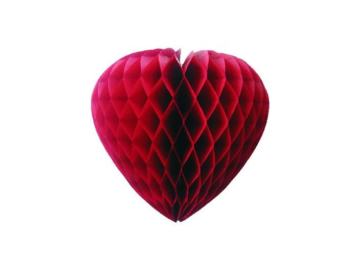 décoration coeur festonnée bordeaux 30cm