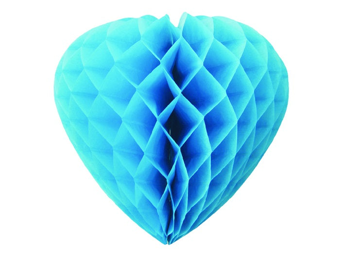 décoration coeur festonnée turquoise 30cm