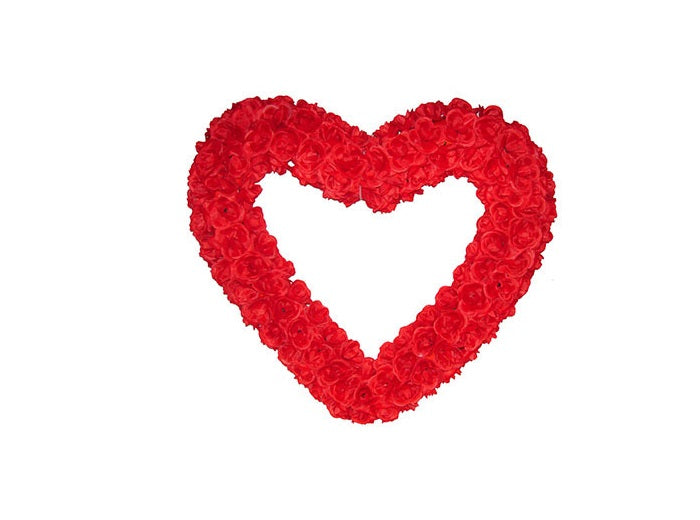 décoration coeur avec roses artificielles rouge 70cm