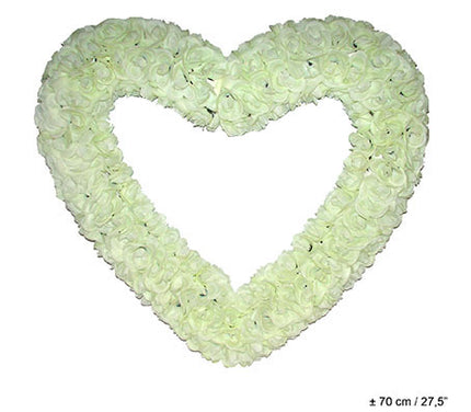 décoration coeur avec roses artificielles blanc 70cm