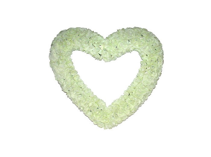 décoration coeur avec roses artificielles blanc 70cm