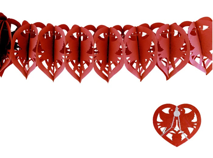 guirlande coeurs et colombes rouge 4m
