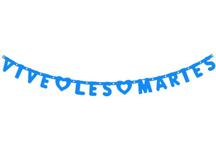 guirlande motif vive les mariés bleu 1.6m
