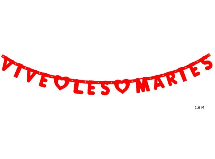 guirlande motif vive les mariés rouge 1.6m