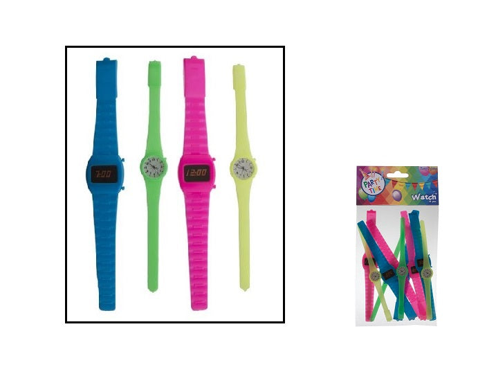 lot de 12 fausses montres holographique multicolores 18cm