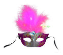 masque loup lumineux avec plumes rose