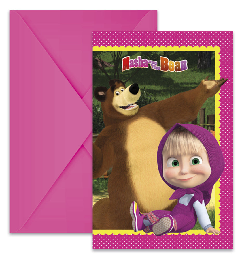 6 invitations Macha et l'ours