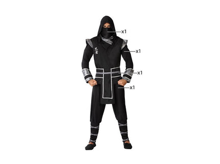 déguisement de ninja noir 4pcs homme taille xs/s