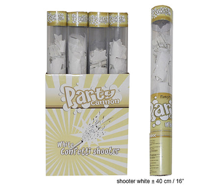 canon à confettis papier blanc tube transparent 40cm