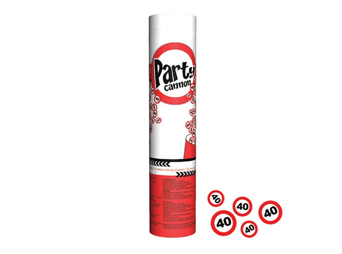 canon à confettis papier motif 40ans 20cm