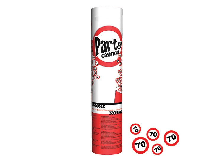 canon à confettis papier motif 70ans 20cm