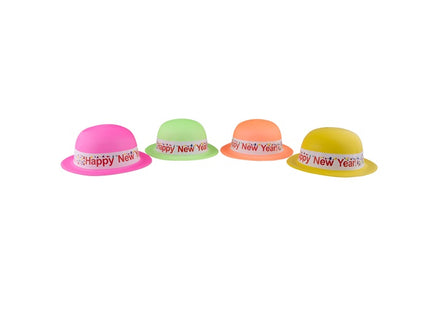 lot de 25 chapeaux pvc fluo happy new year mix