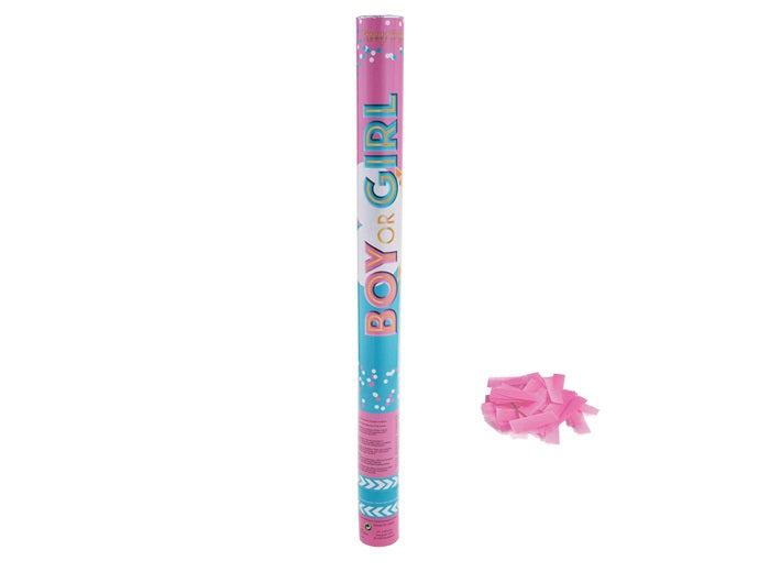 canon à confettis papier baby shower rose 60cm