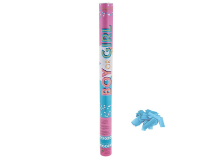 canon à confettis papier baby shower bleu 60cm