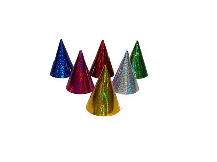 lot de 6 chapeaux coniques métallisés à paillettes 16cm