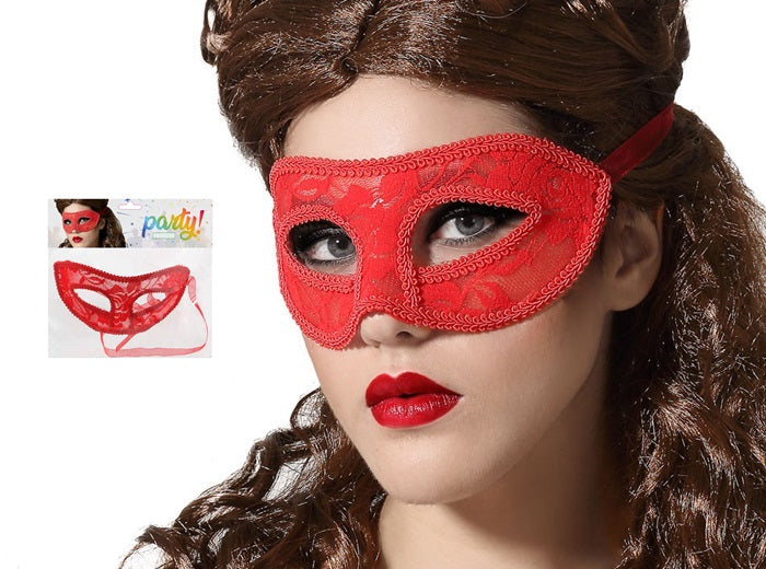 masque loup vénitien en dentelle rouge adulte