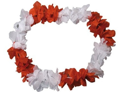 collier de fleurs épais tahiti rouge blanc 120mm